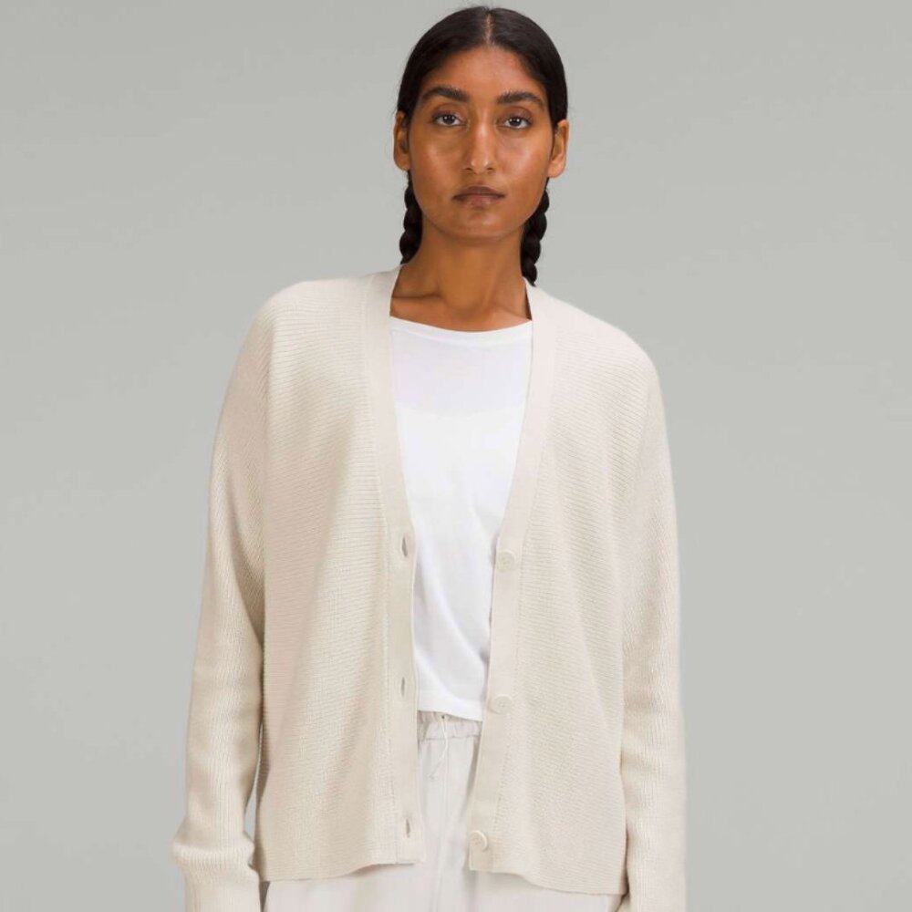 Lululemon Merino Wool-Blend White Opal Cardigan